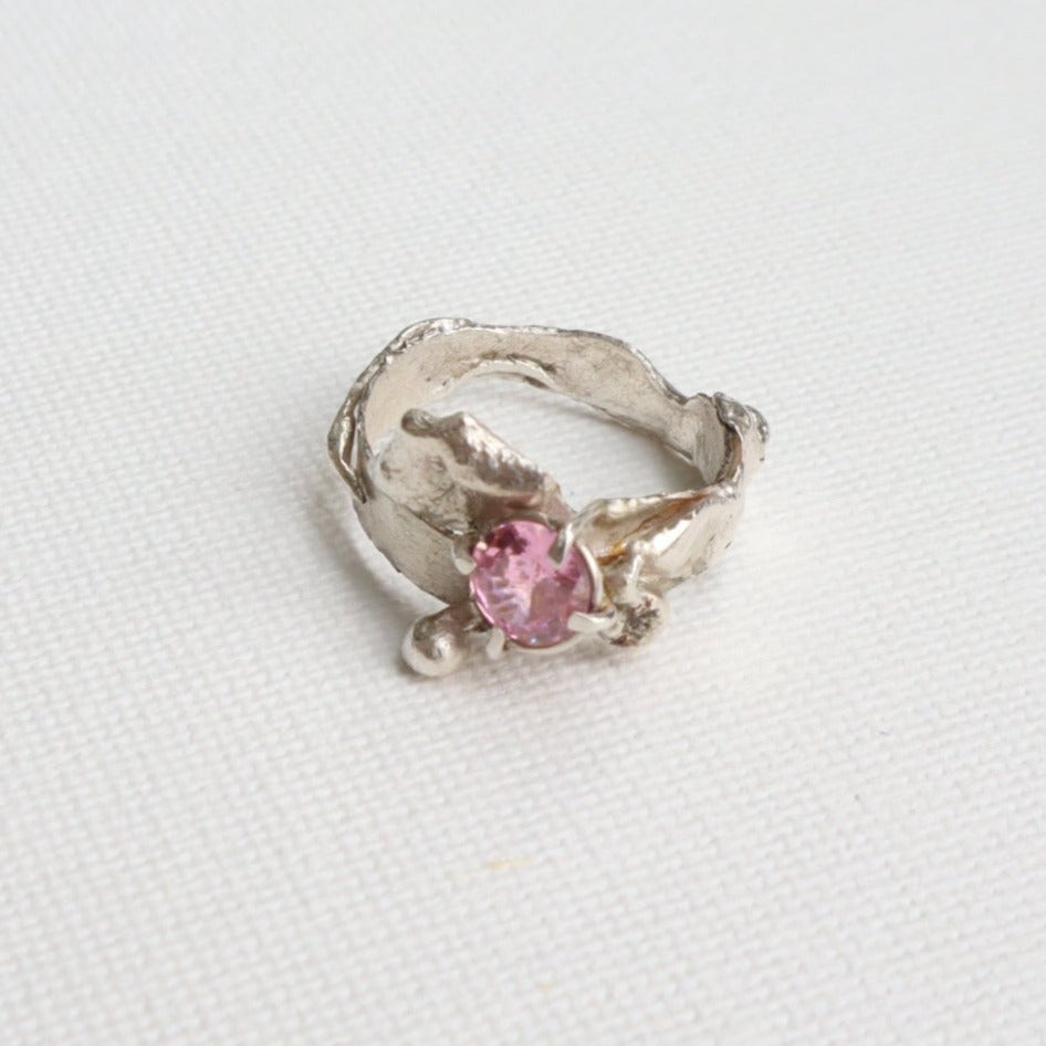 026 Pink Night Silver Ring